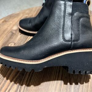 Dolce Vita Black Leather Lug-Sole Chelsea Ankle Boots